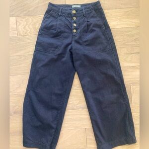 Stradivarius wide leg pants in navy-gray